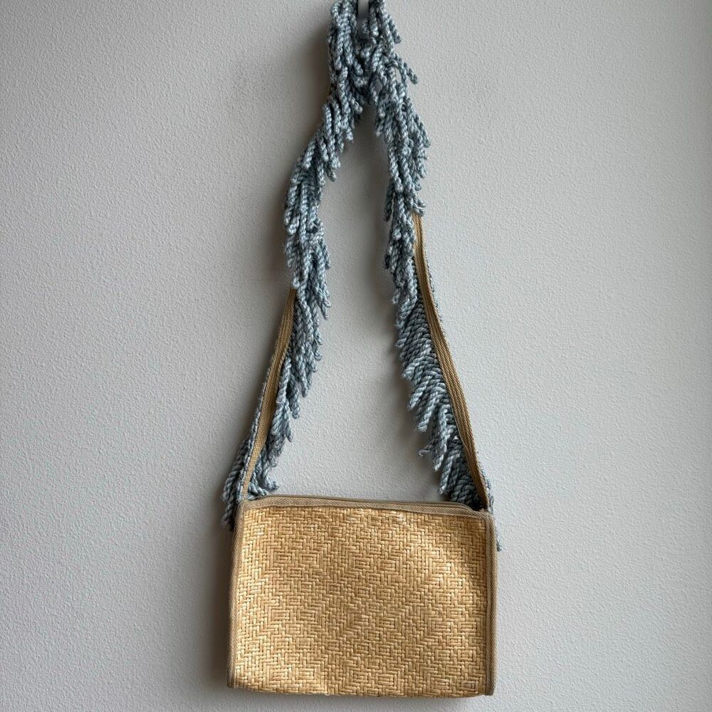 Vintage Made In Italy Woven Straw Funky Woven Whimsical Art To Wear Crossbody